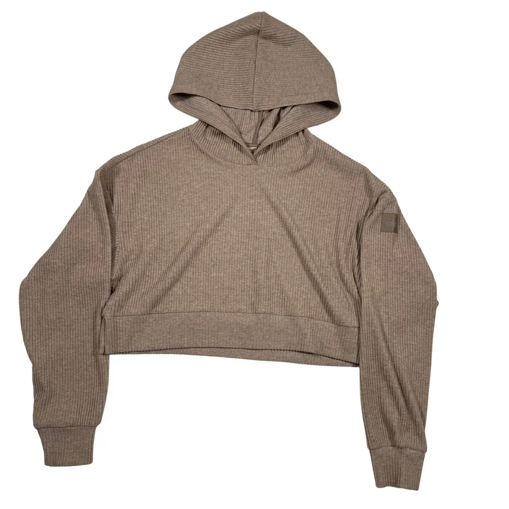 Alo Yoga S Muse Hoodie Gravel Heather Sweatshirt Yoga Hiking Pickleball Golf Gym - Picture 2 of 8